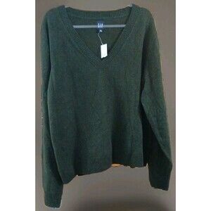 GAP NWT Women’s XXL Green V-Neck Sweater Soft Academia Old Money Prep